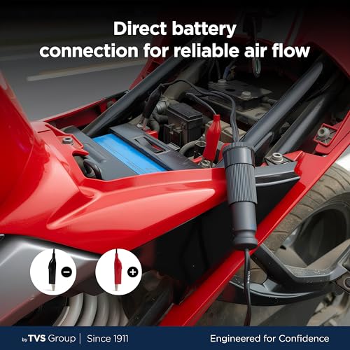 myTVS Air Lite 2 in 1 Tyre Inflator for Bikes & Cars Portable Air Compressor Pressure Pump | Multiple Nozzles | Rapid Tire Inflator | with 1+1 Year Warranty (TI-19) - Image 3