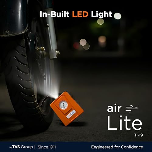 myTVS Air Lite 2 in 1 Tyre Inflator for Bikes & Cars Portable Air Compressor Pressure Pump | Multiple Nozzles | Rapid Tire Inflator | with 1+1 Year Warranty (TI-19) - Image 5