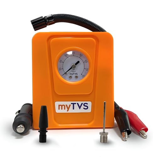 myTVS Air Lite 2 in 1 Tyre Inflator for Bikes & Cars Portable Air Compressor Pressure Pump | Multiple Nozzles | Rapid Tire Inflator | with 1+1 Year Warranty (TI-19) - Image 1