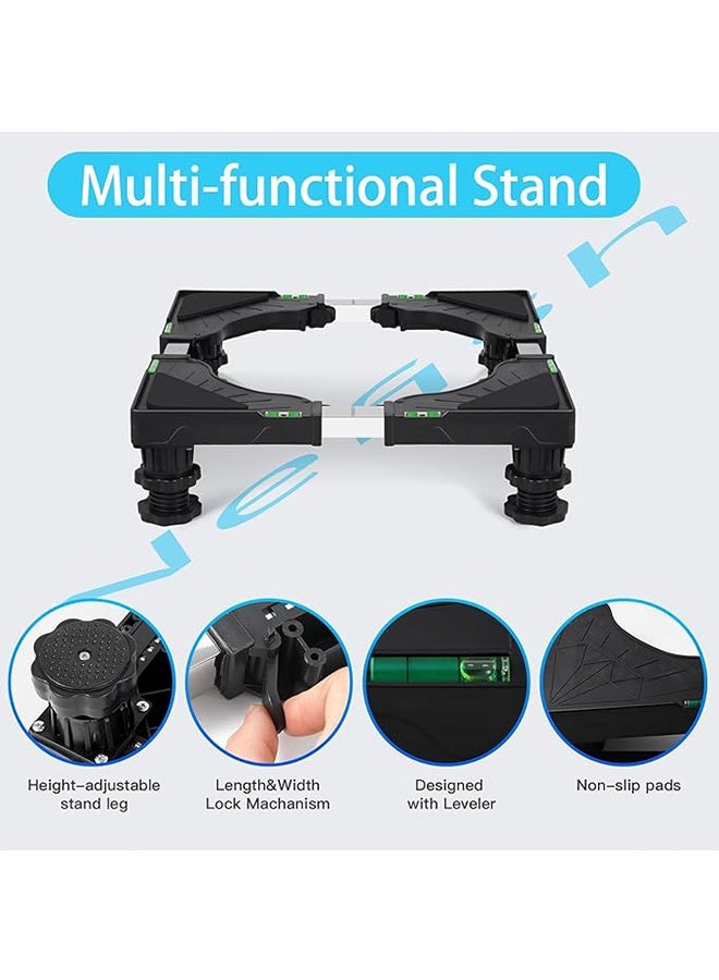TodyJeyHo Mini Fridge Stand Universal Stand Base Adjustable Refrigerator Stand with 4 Strong Feet Washing Machine Pedestal Multi-Functional Base for Dryer (Black) - Image 5