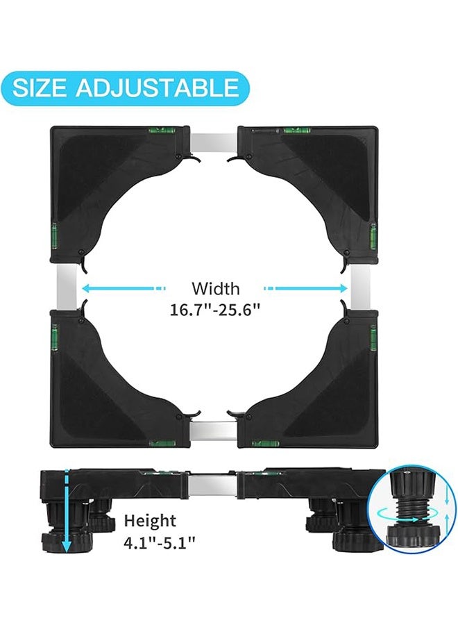 TodyJeyHo Mini Fridge Stand Universal Stand Base Adjustable Refrigerator Stand with 4 Strong Feet Washing Machine Pedestal Multi-Functional Base for Dryer (Black) - Image 3