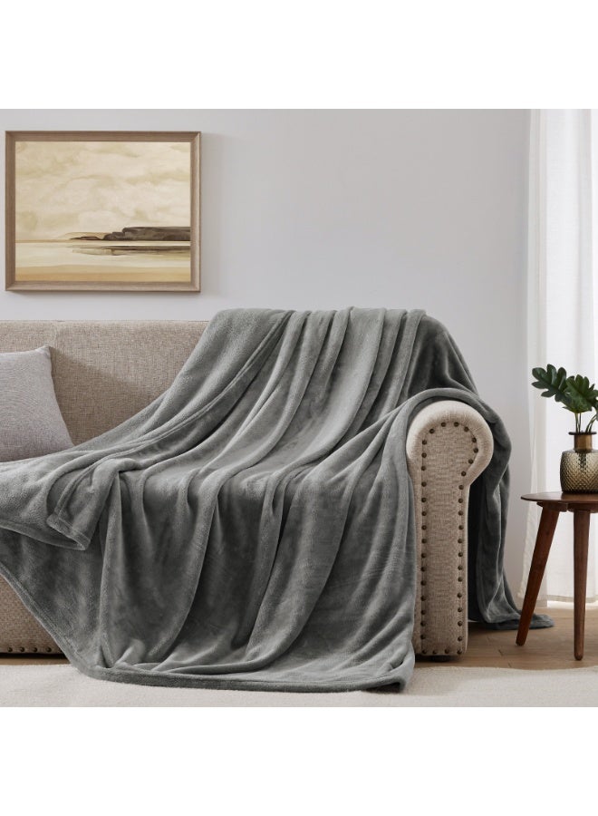 David's Home Queen Size (230cm x 230cm) 300 GSM Fleece Blanket with Wider Stitched Border, Ultra Soft, Lightweight & Velvety, Lint-Free & No Pilling, All Seasons, Grey - Image 2
