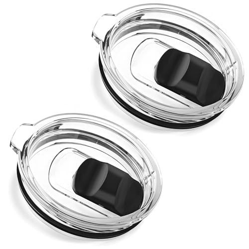 TEITEAI 2 Pack Magnetic Slider Replacement Lid Compatible with Ember First and Second Generation Mugs, 14 oz, Splash-Proof, Black/Clear - Image 2