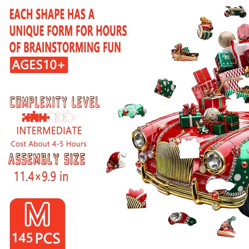 Artipuz Christmas Wooden Puzzles for Adults Crazy Christmas Wooden Puzzle Unique Shape Wood Jigsaw Puzzle for Adults Wood Puzzles Adult Gifts for Family Wall Art Home Decor 145pcs 114 99in M - Image 5