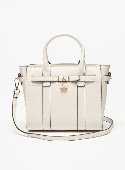 Le Confort Women Textured Tote Bag with Zip Closure and Detachable Strap