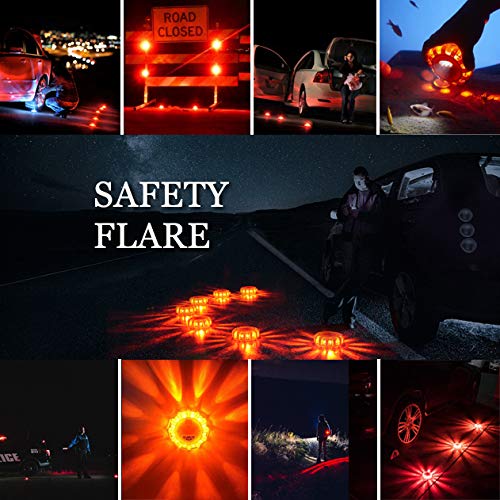 Tobfit 3 Pack LED Road Flares Emergency Lights Roadside Safety Beacon Disc Flashing Warning Flare Kit with Magnetic Base & Hook for Car Truck Boats | 9 Flash Modes (Batteries Not Included) (3) - Image 4