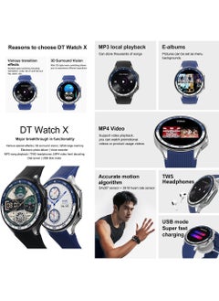 RollsTimi  Men's Bluetooth Smartwatch, 1.43 Inch Full Screen Touch, Long Standby, Multiple Sports Modes, Heart Rate And Sleep Monitoring, Multi Language Selection, Silver Steel Strap DT Watch X  - Image 2
