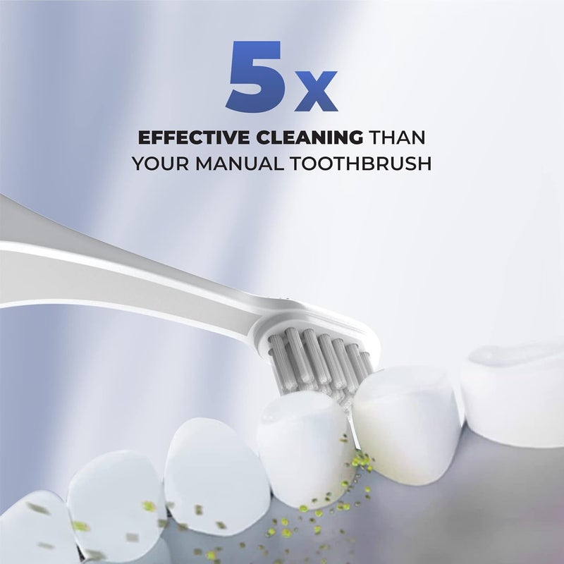 Hammer Ultra Flow 2.0 Electric Toothbrush And 2 Replaceable Brush Heads For Men And Women, 3 Brushing Modes, Rechargeable Battery, Waterproof, Super-Soft Bristles, Electric Toothbrush (White) - Adult - Image 3