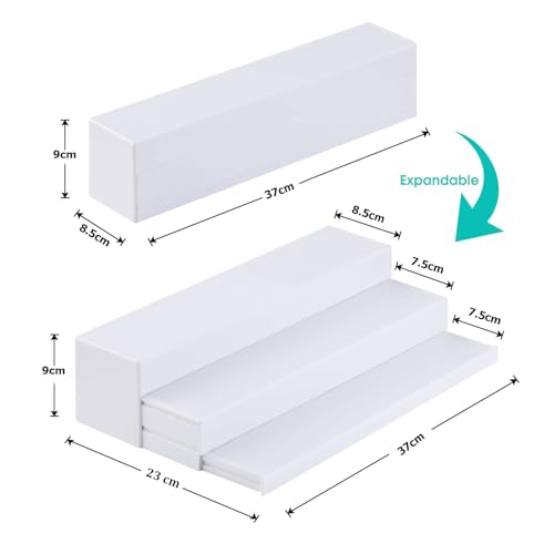 INOVERA (LABEL) ABS Plastic Expandable Spice Holder Rack Pantry Cabinet Step Shelf Organizer, 3 Tier, White - Image 2