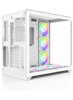 انفني ارك كيس كمبيوتر Cube Flow XL مع 6 مراوح RGB، كيس ألعاب فاخر بإضاءة مذهلة (باللون الأبيض)  - Image 1