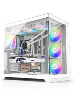 انفني ارك كيس كمبيوتر Cube Flow XL مع 6 مراوح RGB، كيس ألعاب فاخر بإضاءة مذهلة (باللون الأبيض)  - Image 3