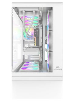 انفني ارك كيس كمبيوتر Cube Flow XL مع 6 مراوح RGB، كيس ألعاب فاخر بإضاءة مذهلة (باللون الأبيض)  - Image 4