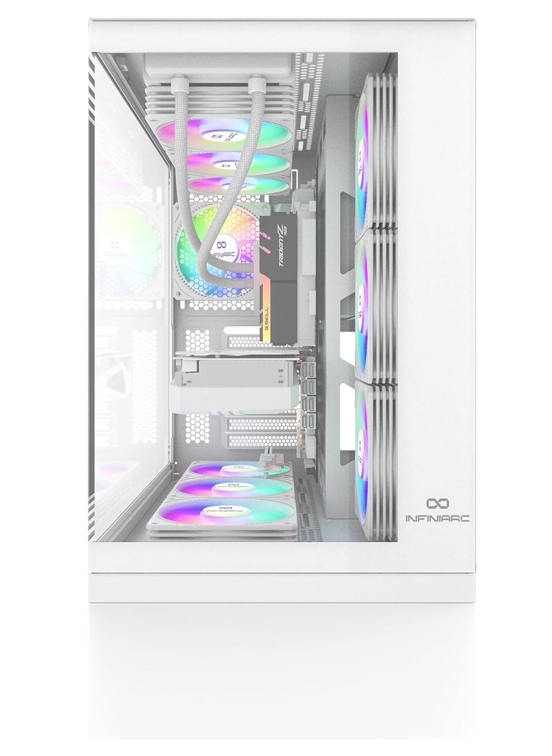 INFINIARC - Cube Flow XL Case with 6 RGB Fans, Premium Gaming PC Case with Stunning Illumination (White) - Image 1