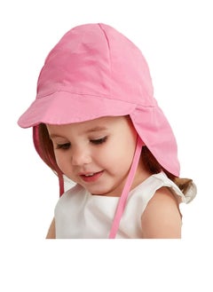 Excefore Baby Sun Hat,UPF50+ Kids Sun Hat with Neck Flap, Unisex Adjustable Children Wide Brim Summer Sun Protection Mesh Bucket Beach Hat Kid Bucket Cap for 3-18 Months (Pink)  - Image 1
