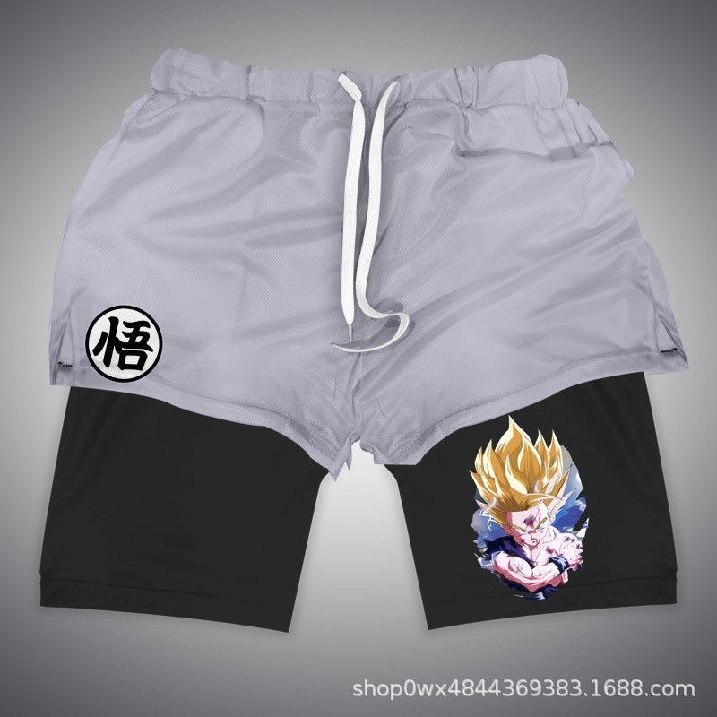 Huo Ying Series Shorts 3D Digital Printing Dragon Ball Double Layer Beach Pants E-Commerce Supply - Image 1