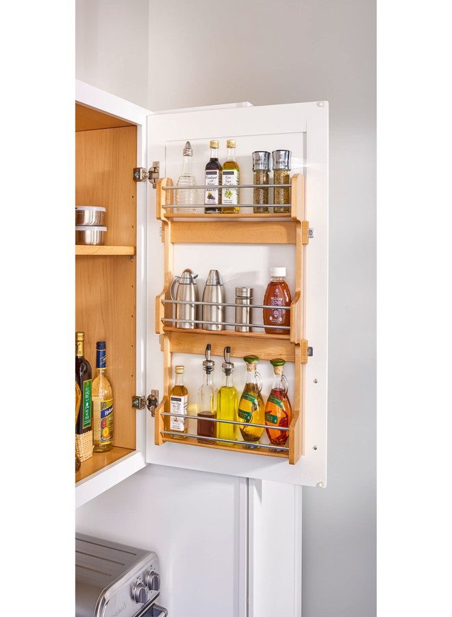 Rev-A-Shelf 18" 3 Tiered Pull Out Shelf Organizer for Kitchen Cabinets, Pantry Storage Spice Seasoning Rack, Door/Wall Mounted, Maple Wood, 4SR-18 - Image 2