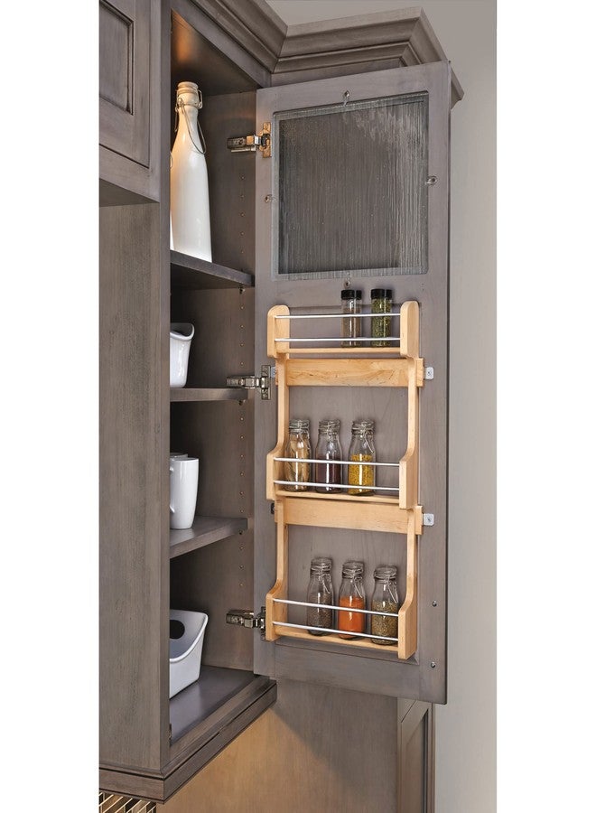 Rev-A-Shelf 18" 3 Tiered Pull Out Shelf Organizer for Kitchen Cabinets, Pantry Storage Spice Seasoning Rack, Door/Wall Mounted, Maple Wood, 4SR-18 - Image 3