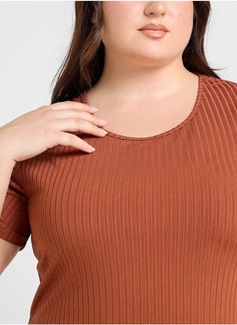 Ginger Plus - Ribbed Maxi Dress With Side Slit - Image 1