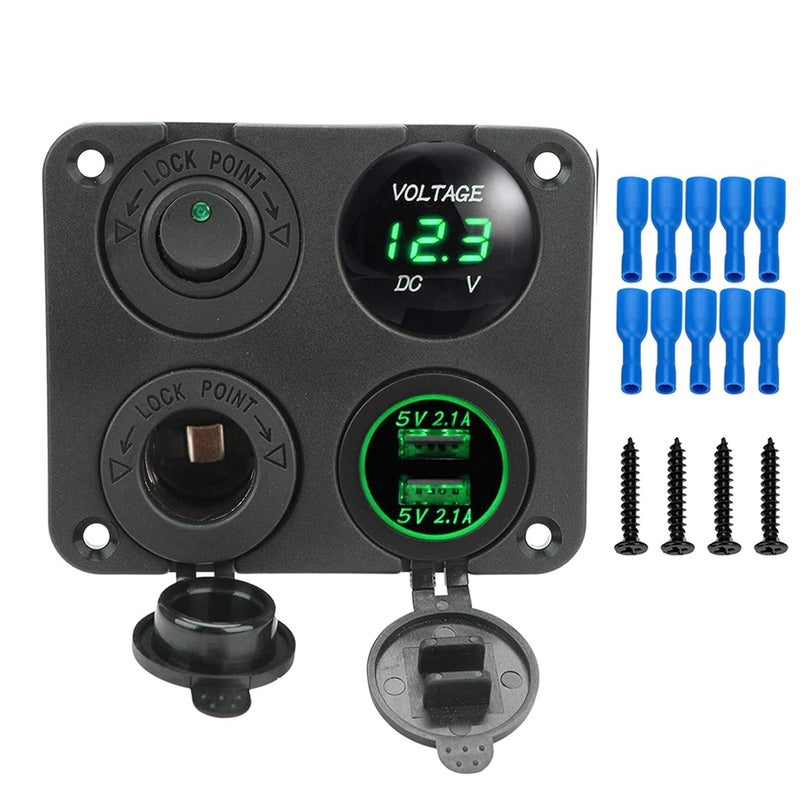 Wivplex 12V 4 In 1 Car Charger with Dual USB and Voltmeter - Image 1