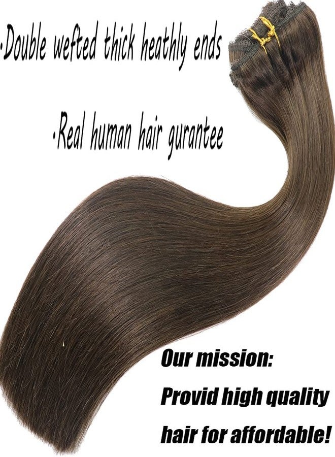Eufficco Real Human Hair Lace Clip In Hair Extensions Thick Ends Color Dark Brown #2 10inch 100g - Image 3