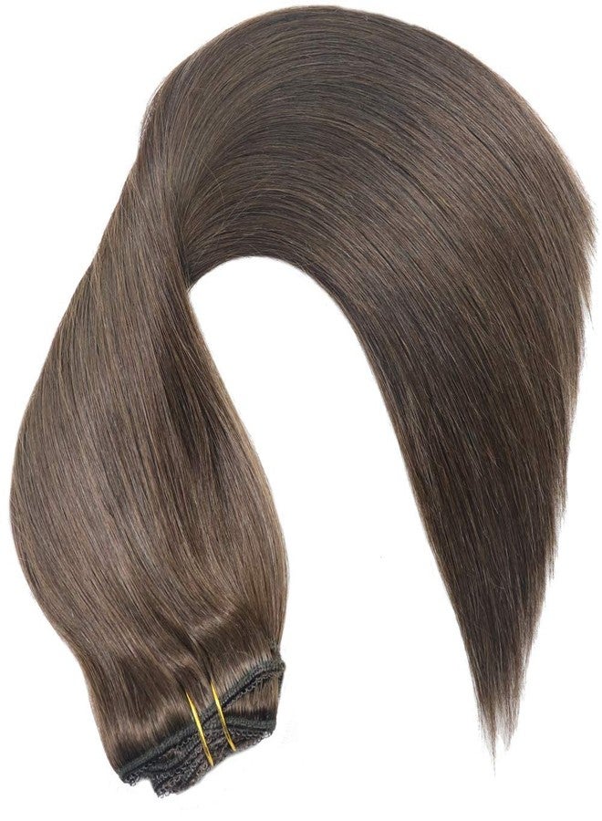 Eufficco Real Human Hair Lace Clip In Hair Extensions Thick Ends Color Dark Brown #2 10inch 100g - Image 2