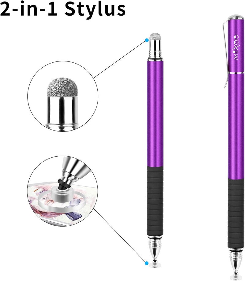 Mixoo Stylus Pens for Touch Screens - Disc & Fiber Tip 2 in 1 High Sensitivity Universal Stylus for iPad, iPhone, Tablets and Other Capacitive Touch Screens (Dark Violet) - Image 4
