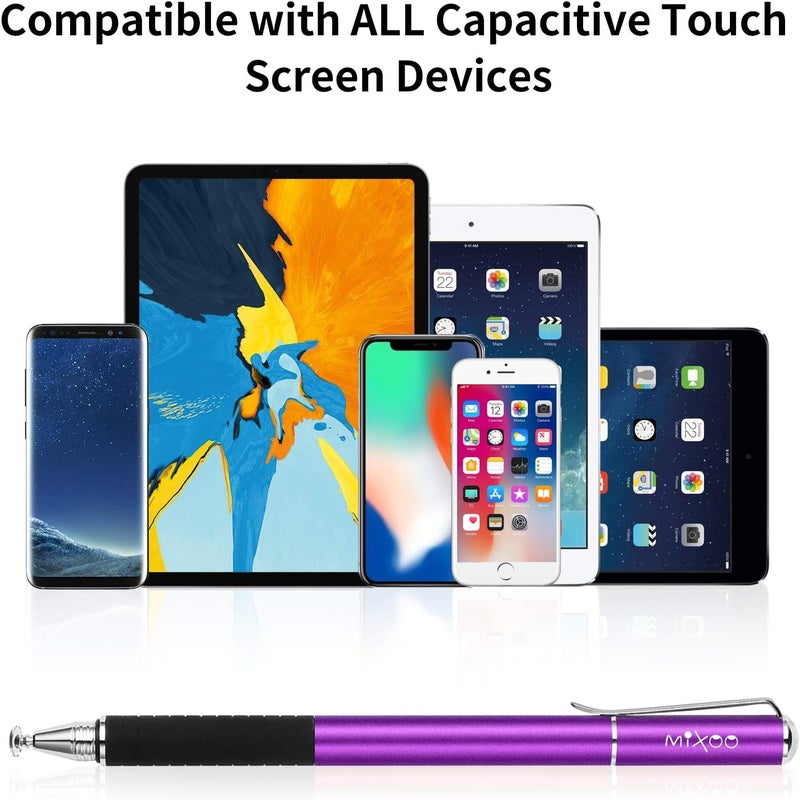 Mixoo Stylus Pens for Touch Screens - Disc & Fiber Tip 2 in 1 High Sensitivity Universal Stylus for iPad, iPhone, Tablets and Other Capacitive Touch Screens (Dark Violet) - Image 3