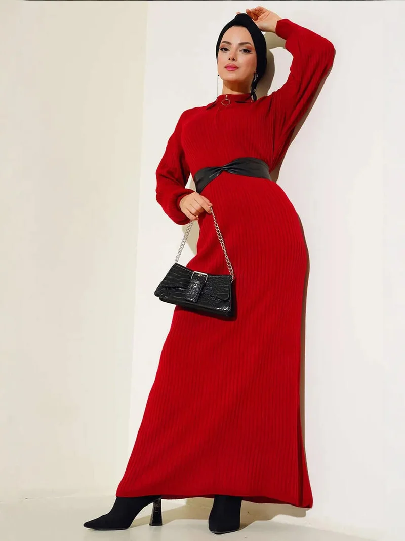 BDART Maxi Turtleneck Ribbed Knit Dress
