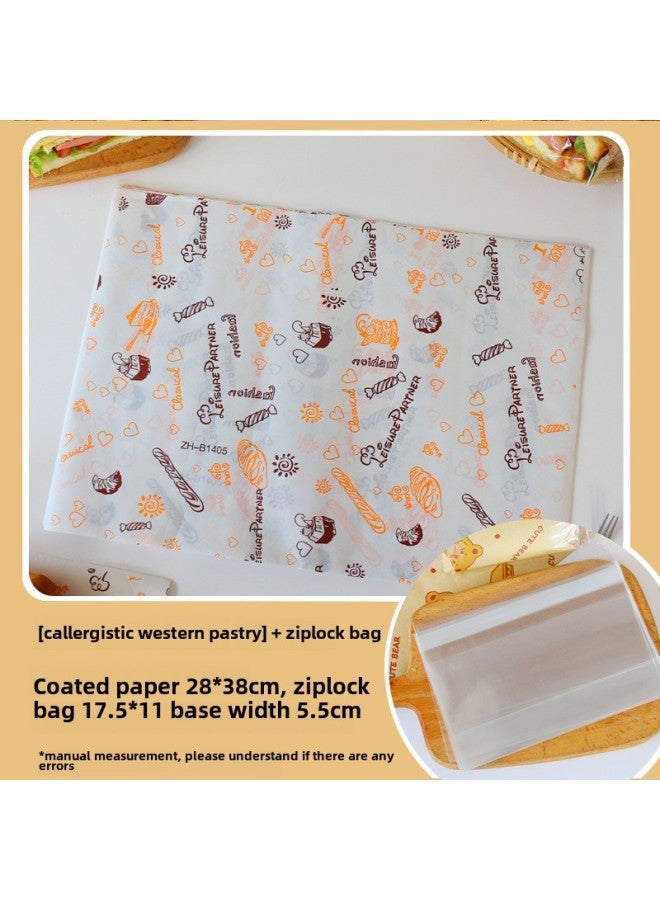Sandwich Food Grade Special Paper Wrapping Paper Sandwich Material Full Set Of Practice Meat-separating Paper Food Grade Barbecue Paper-Specifications:Colorful Pastries + Dust Bag-Color:10 Sheets For Taking Samples  - Image 1