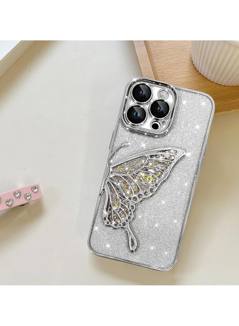 general 3D erfly Case for iPhone 15 Pro Max, Cute Girly Glitter Gold Glitter Deluxe Quicksand Case - Image 5