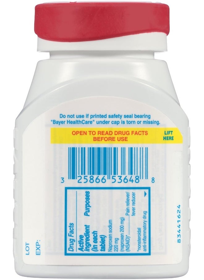 ALEVE - Aleve Tablets with Easy Open Arthritis Cap, Naproxen Sodium, 220mg (NSAID) Pain Reliever/Fever Reducer - Image 1
