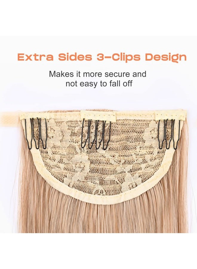SEIKEA Long Ponytail Extension Straight Wrap Around Clip in Ponytail Hair Extensions Natural Soft Synthetic Hairpiece for Women 35 Inch Dark Ash Blonde with Highlights - Image 2
