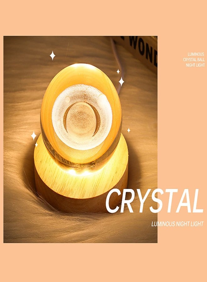 DNIEBW F Falkiya 3D Saturn Crystal Ball Night Light for Kids With Wooden Base - Fantasy Decoration LED Galaxy Planet Nightlight for Bedroom Decor - Image 2