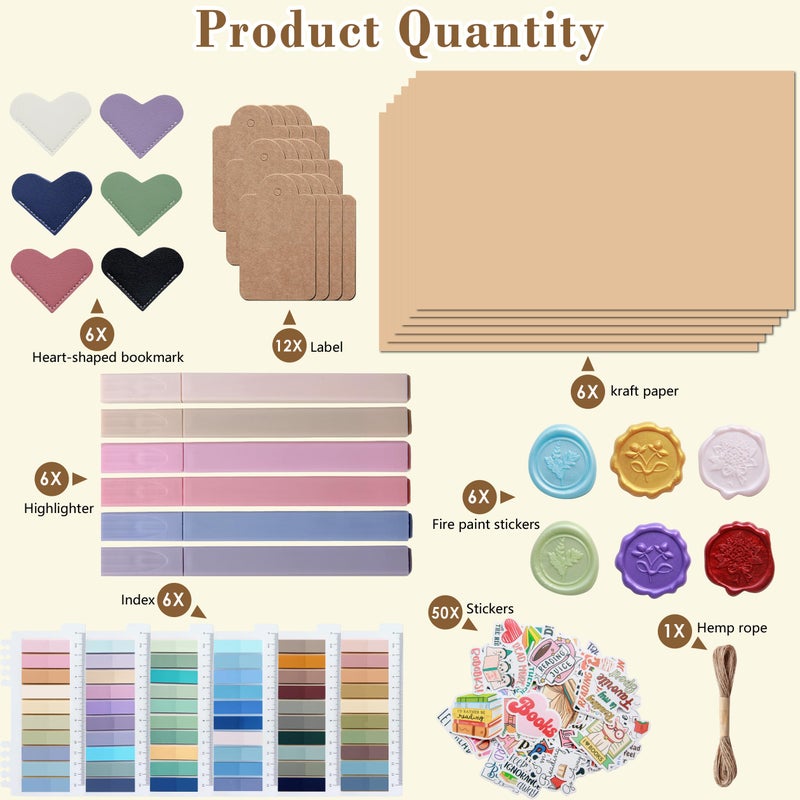 J6&H6 6 Set Blind Date with a Book Gift excluding Books,Gift Set Including Wax Seal Stickers, Index,Stickers,Kraft Paper Labels,Highlighters,Kraft Paper Perfect for Literary Gifts (Ordinary) - Image 2