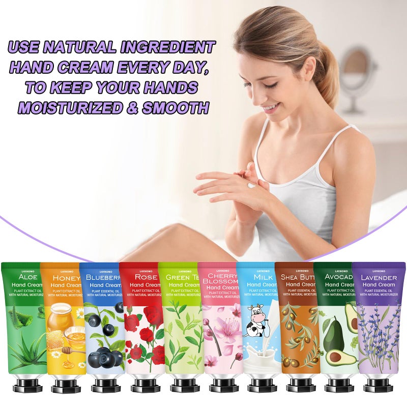 RUNBEN 38 Pack Hand Cream Gifts Set, Mothers Day Gifts for Wife,Teacher Appreciation Gifts For Women, Natural Plant Fragrance Hand Lotion Travel Size Mini Hand Cream for Dry Cracked Hands with Shea Butter - Image 4