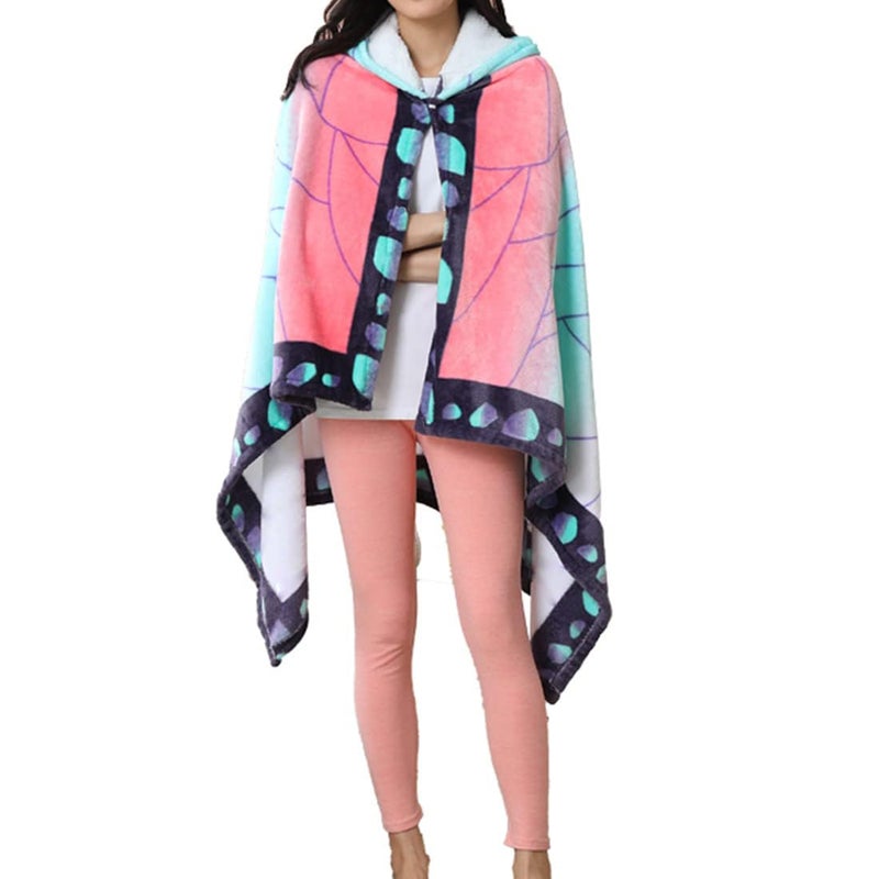 Juejuezi Hooded Wearable Blanket Hoodie Throw Blanket Cloak Cosplay Costume Shawl Wrap Nap Quilt 160x100 cm/63x40in(Light Blue,One Size) - Image 1