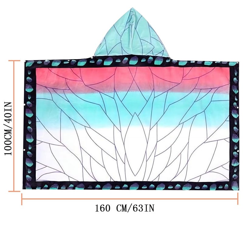 Juejuezi Hooded Wearable Blanket Hoodie Throw Blanket Cloak Cosplay Costume Shawl Wrap Nap Quilt 160x100 cm/63x40in(Light Blue,One Size) - Image 2