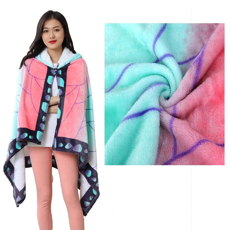 Juejuezi Hooded Wearable Blanket Hoodie Throw Blanket Cloak Cosplay Costume Shawl Wrap Nap Quilt 160x100 cm/63x40in(Light Blue,One Size) - Image 3