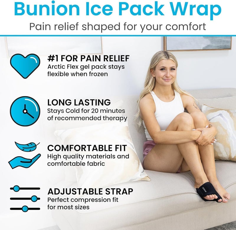 Arctic Flex Foot Ice Pack Pair Toe Wrap for Bunion Plantar Fasciitis Hallux Valgus Gout Swelling  Injuries  Cold  Heat Gel Therapy for Joint Pain Relief  Feet Recovery  Reusable Compression - Image 2