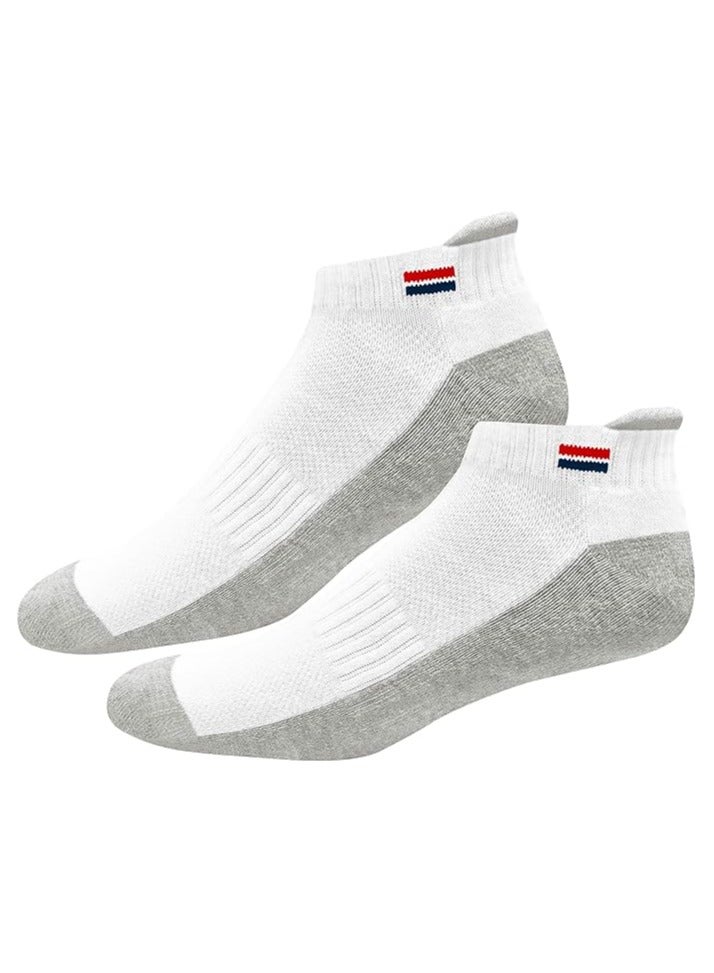 نافي سبورت جوارب NAVYSPORT للرجال ذات قصة منخفضة من القطن الرياضي للكاحل مع شريط رياضي للجري وصالة الألعاب الرياضية والتدريب والملابس الكاجوال، عبوة من 3 قطع (حجم موحد، أبيض) - Image 3