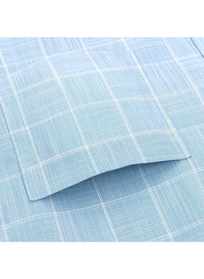 FIRS Short-Sleeve Plaid Shirt For Men, Casual Business Formal Wear For Middle-Aged, 2004 Green Short-Sleeve, Size 43 - Image 3