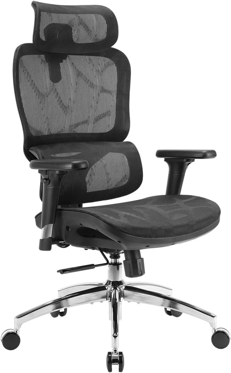 SIHOO M56B Ergonomic Office Chair, High Back Desk, Lumbar Support, Swivel Computer Task Chair with Adjustable Headrest, Tilt Function,Black - Image 1