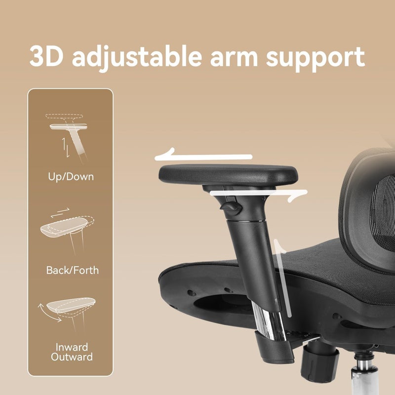 SIHOO M56B Ergonomic Office Chair, High Back Desk, Lumbar Support, Swivel Computer Task Chair with Adjustable Headrest, Tilt Function,Black - Image 5