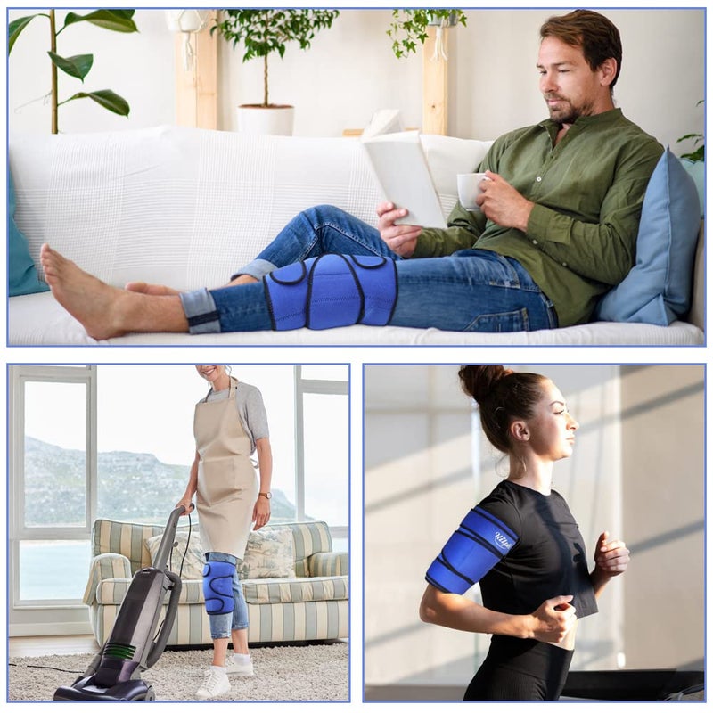 Hilph Knee Ice Pack Wrap, Reusable Adjustable Brace with 2 Gel Hot Cold Packs Around Entire Knee for Pain Relief, Replacement Surgery & Meniscus Tear, ACL, Arthritis, Swelling, Blue - Image 5