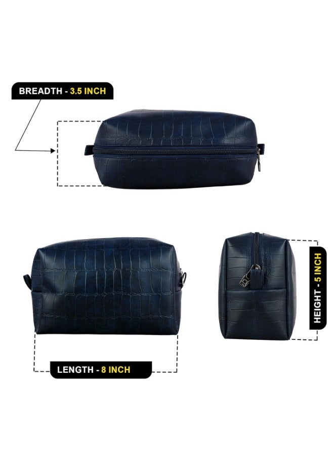 RUBAB MEN Toiletries Kit Bag & Travel Pouch for Men & Women | Alligator Touch Lightweight Premium Vegan Leather Spacious Tech or Cosmetic Case & Shaving Bag - Image 4