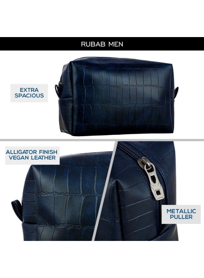 RUBAB MEN Toiletries Kit Bag & Travel Pouch for Men & Women | Alligator Touch Lightweight Premium Vegan Leather Spacious Tech or Cosmetic Case & Shaving Bag - Image 2