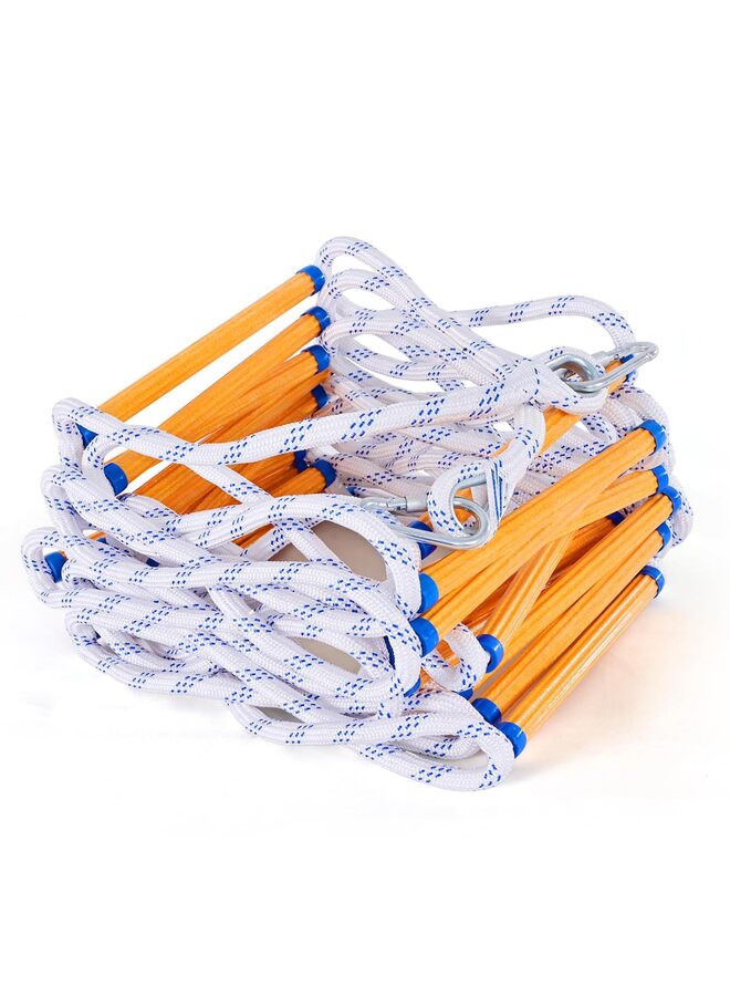 Emergency Fire Escape Ladder, 16.4FT Rope Ladder, Flame Resistant Safety Extension Ladder with 2 Hooks and expansion screws Reusable 2 Story,Each ladder stick Weight Capacity up to 220 LB  - Image 1