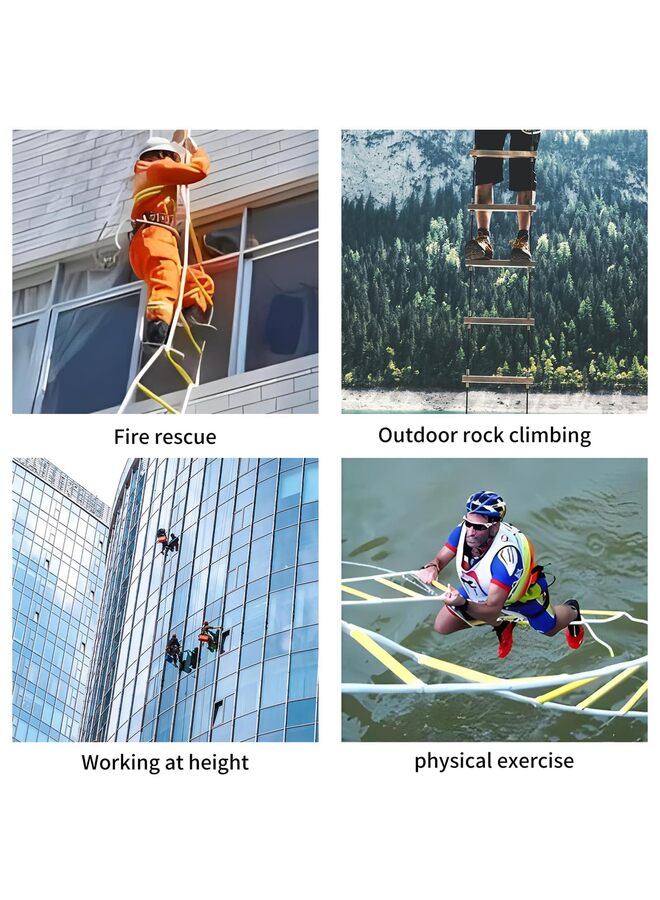 Emergency Fire Escape Ladder, 16.4FT Rope Ladder, Flame Resistant Safety Extension Ladder with 2 Hooks and expansion screws Reusable 2 Story,Each ladder stick Weight Capacity up to 220 LB  - Image 5