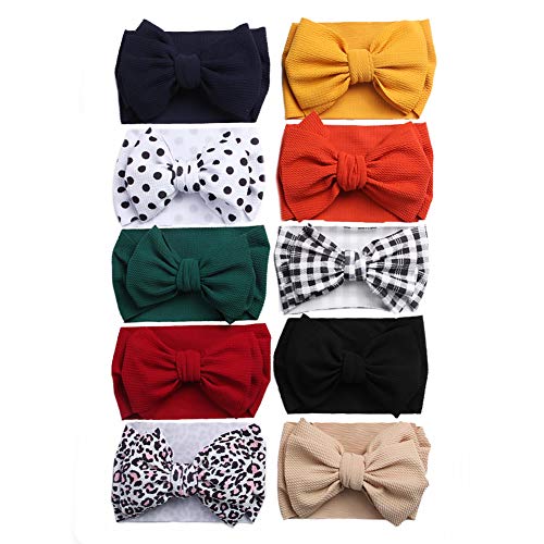 KIDOCHEESE Big Bows Baby Girl Headbands with Bows Elastics Nylon Hairbands Oversized Head Wraps Large Hair Bow Hair Accessories for Baby Girls Newborn Infant Toddlers Kids - Image 1