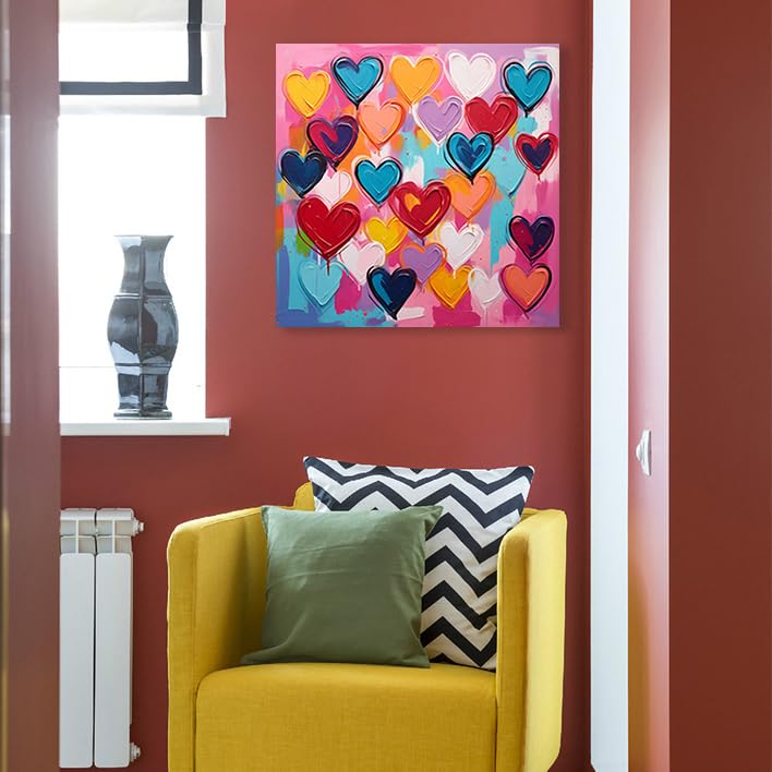 Kunstorner Colorful Heart Graffiti Wall Art Abstract Canvas Paintings Colorful Pictures Modern Abstract Artwork Decor for Office Bedroom Living Room Children's room 24"x24"x 1 Panels - Image 5